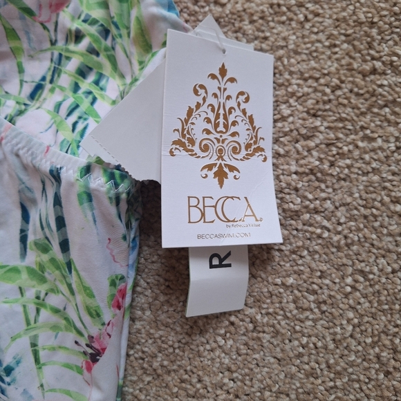 NWT Becca By Rebecca Virtue Multicolored Tankini Top Criss-Cross Womens Size L - Picture 2 of 5